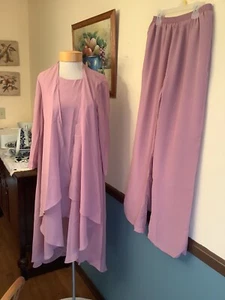 Lan Ting Mother of the Bride 3 piece pant suit tank chiffon jacket No Size Tag - Picture 1 of 6