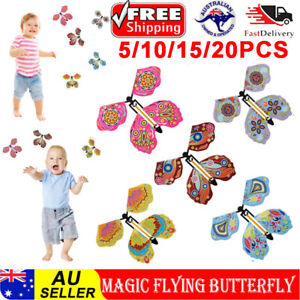 5-20Pcs Magic Flying Butterfly Toy Surprise Wind Up Birthday Weddings Greet Card