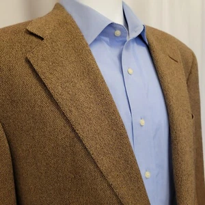 Polo Ralph Lauren sport coat mens 46L brown tweed hopsack tic weave VTG USA - Picture 1 of 19
