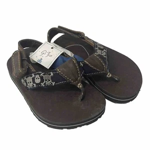 BABY GAP Skull Print Flip Flops Heel Strap BROWN New W Tag Old Stock Lil Rocker - Picture 1 of 11