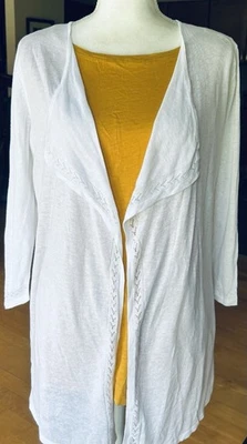 Suéter de Verano Ligero Nanette Lepore S Mujer Cárdigan Lino Blanco Informal Foto 1 de 4