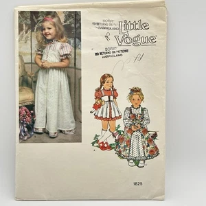 Vtg Little Vogue 1825 Pattern Children’s Dress Size 4 Girl Bodice+ Skirt UNCUT - Picture 1 of 5