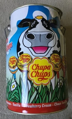 Vintage 1995 CHUPA CHUPS Lata de Leite Vaca 3ª Edição Pirulitos de Sorvete Vazios - Imagem 1 de 4