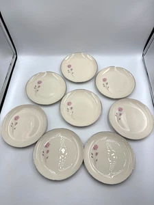 Edgerton "First Love" Pink Rose Dessert / Bread Plates Bundle of 8 Vintage USA - Picture 1 of 5
