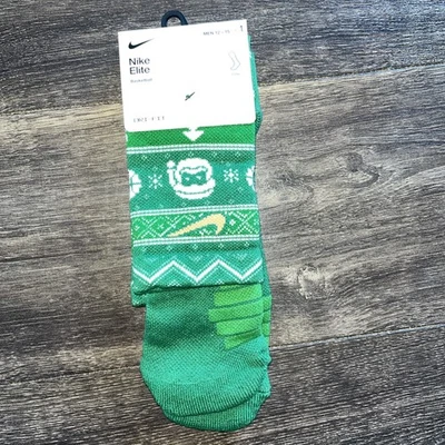 Calcetines de baloncesto Nike Elite para hombre 12-15 verdes vacaciones de Navidad Foto 1 de 4