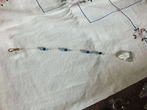 Crystal Suncatcher Dazzeling Blue Black AB Handmade 9" Long Teardrop Prizm - Picture 1 of 2