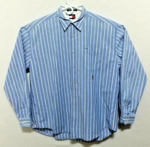 Tommy Hilfiger Mens XL Long Sleeve Button Down Blue Striped Shirt EUC - Picture 1 of 7