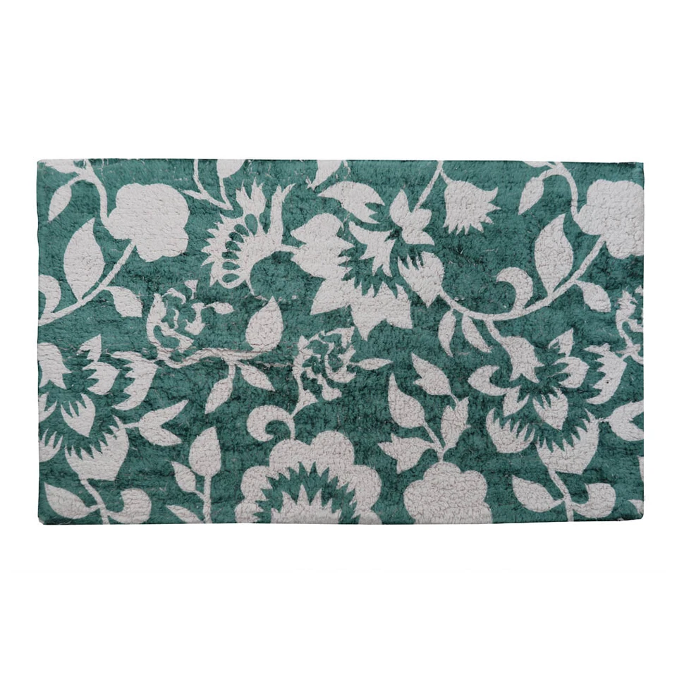 1b-Ware: Badematte FLOWER petrol grün weiß Blumenmuster Duschmatte 50x80cm - Bild 1 von 1