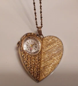 Vintage Waltham Heart Pendant Watch Necklace - Picture 1 of 9