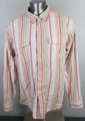 男式 Scully 珍珠按扣前礼服衬衫 XL 条纹多色西部 — 第 1/4 张图片