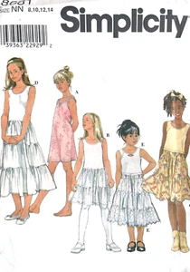 1990er Simplicity Mädchen Slip, Camisole Muster 8681 Größe 8-14 UNGESCHNITTEN - Bild 1 von 2