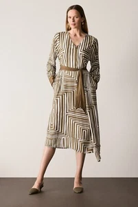 Trenery Painterly Geo Print Long Sleeved Dress - Size 12 - 5+ items free AU post - Picture 1 of 23