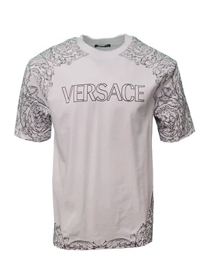 Camiseta Versace Para Hombre Motivo Barroco Logo Estampado Blanco Negro S,M,L,XL,XXL Foto 1 de 4