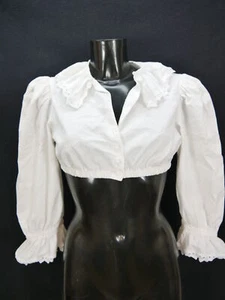 Gr.38 Dirndlbluse weiß Bluse für Dirndl Baumwolle mit Spitze B9792 - Bild 1 von 3