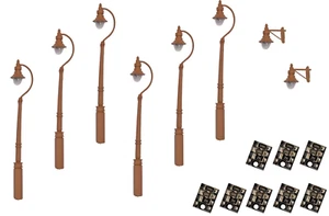 DCC Concepts LML-VPSBN - 6 x 00 Gauge LED Brown Swan Neck Lights + 2 Wall Lamps - Picture 1 of 11