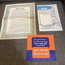Maytag Washer Vintage 1959 Warranty, User Manual, Clorox Ad and Coupon Ephemera