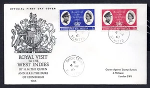 St. Kitts, Nevis & Anguilla - 1966 QE2 Royal Visit to West Indies First Day Cover - Bild 1 von 2