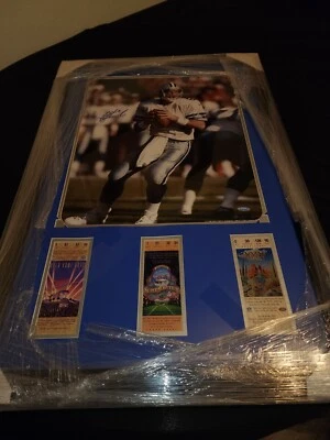 Troy Aikman Dallas Cowboys Signed Framed 16x20 W/SB Tickets Tri Star - Image 1 of 2