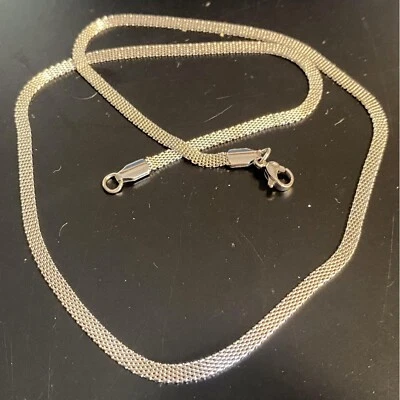 Collana snake piatta in acciaio inox da uomo donna catenina catena lunga 50 cm - Immagine 1 di 4