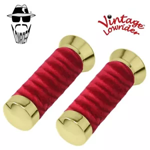 Original Lowrider Bicycle Grips Velour Gold/Red Two-Tone Bicycles Grips Bike - Picture 1 of 1