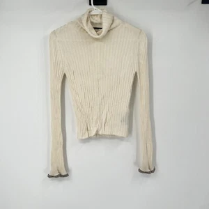 Alexander Wang XS High Neck LS Ribbed Blouse Italian Demure Crystals Holiday - Picture 1 of 15