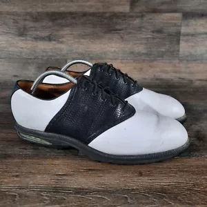 VINTAGE Nike Air Golf Mens Leather Oxford Shoes Size 11.5 White Black Lace Up - Picture 1 of 12