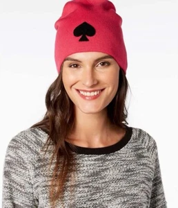 Kate Spade New York Solid Spade Beanie Begonia Bloom Winter Hat One Size - Picture 1 of 2