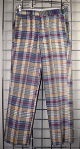 Plaid Pants VTG 50s 60s Light Weight Bleeding Cotton Madras Golden Tan 30" W - Picture 1 of 14