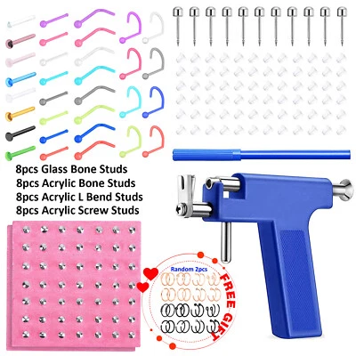 8-133Pcs Professional Body Piercing Gun Tool Kit with Ear Lip Nose Eyebrow Studs - Image 1 of 4