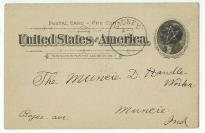 1894 Sidney Ohio, UX12 Postal Card, FANCY Negative Star Killer - Image 1 of 2