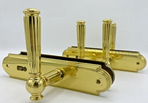 2 large vintage french door handles knobs sets 1970s brass castle - Picture 1 of 6