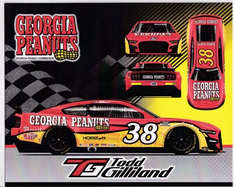 2022 TODD GILLILAND GEORGIA PEANUTS NASCAR CUP SERIES POSTCARD Cover
