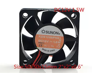 New SUNON Cooling Fan 5CM 12V 1.5W KD1205PHB1 5015 50x50x15mm 2"x2"x0.6" - Picture 1 of 3