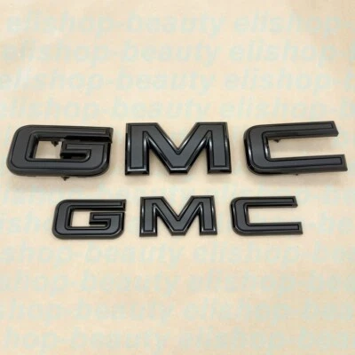 Juego de 2 emblemas GMC negros mate brillantes delanteros traseros aptos para 2020+ Acadia 2022+ terreno Foto 1 de 4