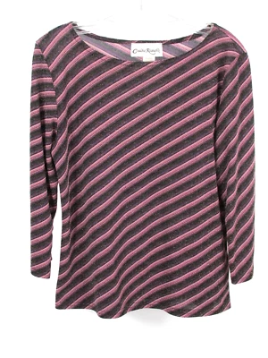 Blusa Pullover Mujer CLAUDIA RICHARD Púrpura Rayas Metálica Elastizada DE COLECCIÓN Foto 1 de 4