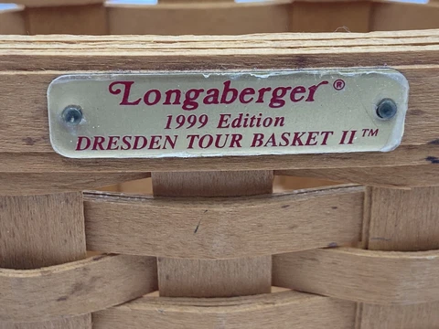 1998 1999 Longaberger Heart Dresden Tour Basket II Floral W/ Liner Handle & Book Cover