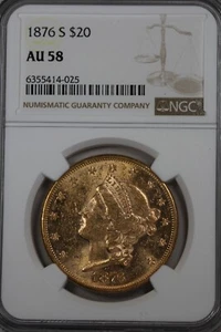 1876-S 20.00 NGC AU 58 TWENTY DOLLAR Gold Piece - Picture 1 of 2