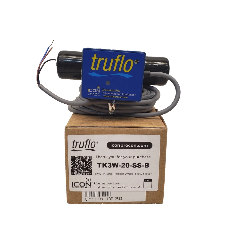 ICON Process Controls Truflo TK3W-20-SS B Paddle Wheel Flow Meter 0.75" 4-20 mA - Image 1 of 4
