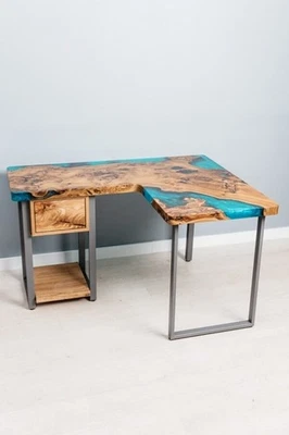 36x15" Custom Live Edge Wood & Epoxy Resin Table top - Image 1 of 4