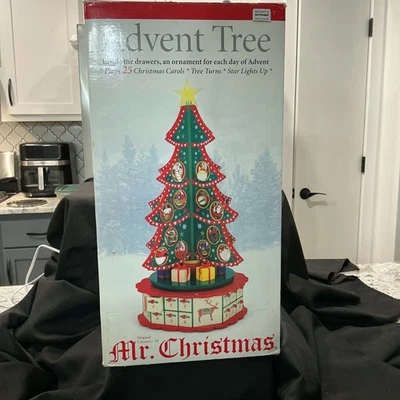 Mr. Christmas Musical Advent Calendar Tree with 24 Ornaments original box - Image 1 of 4