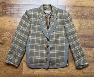 Vintage Giorgio Armani Le Collezioni Blazer Tweed Wool Plaid Women’s Size 12 - Picture 1 of 9