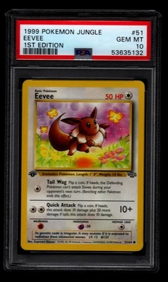 Eevee 51/64 Jungle 1st Edition PSA 10, Non-holo, Pokemon TCG GEM MINT - Image 1 of 2