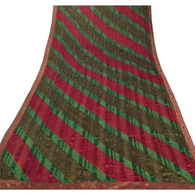Sanskriti Vintage Bollywood Printed Sarees 100% Pure Georgette Silk Fabric Sari - Image 1 of 4