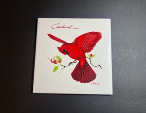 Remache de azulejos de corcho vintage Screencraft P. Howard cerámica cardinal pájaro 6 x 6" - Imagen 1 de 5