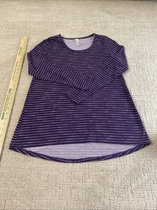 LulaRoe PURPLE White Dotted STRIPE LONG SLEEVE SHIRT S SMALL TOP - Picture 1 of 11