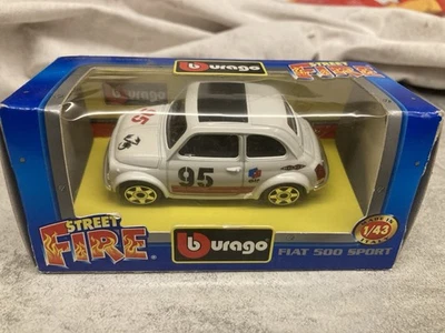 MODELLINO 1:43 BURAGO FIAT 500 SPORT ABARTH #95 BIANCO COME NUOVO - BOXED - Immagine 1 di 2