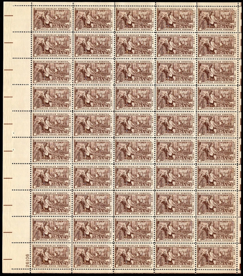 Scott #1115 Lincoln-Douglas Debate Sheet of 50 Stamps - MNH P#26106 LL - Image 1 of 1