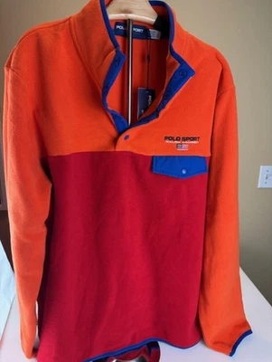 Polo Ralph Lauren Sport - Rocas rojas naranja y rojo polar 1/2 botón a presión - XLarge Foto 1 de 4
