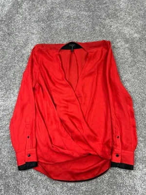 Rag & Bone Shirt Womens Medium Red Silk Blouse * - Image 1 of 4