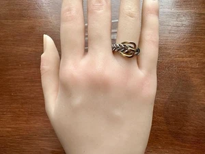 Designer NV Sterling Silver 925 Gold Tone Belt Loop Ring Sz 5.75 - Picture 1 of 8